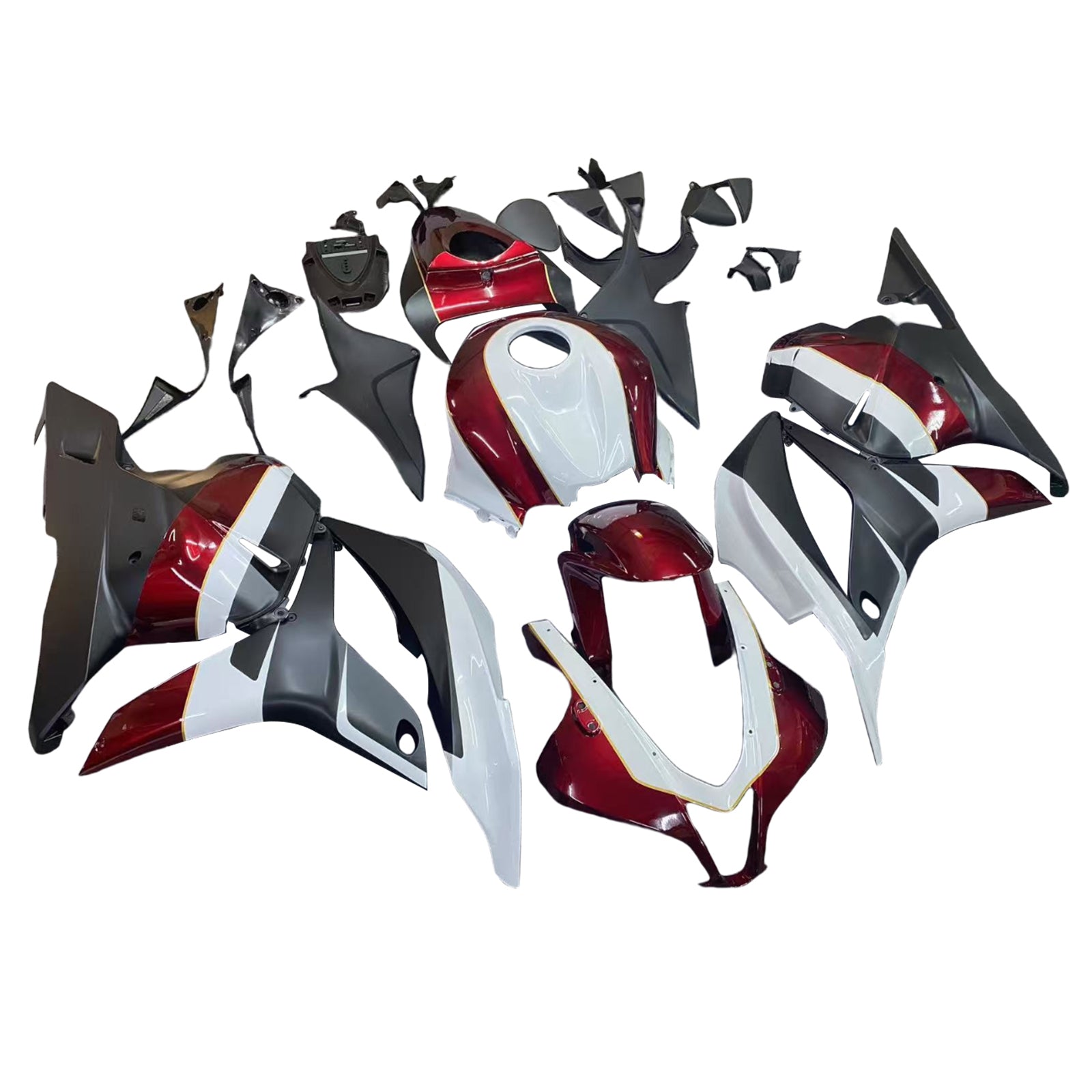 Amotopart 2009-2012 Honda CBR600RR Black White Dark Red Fearing Kit