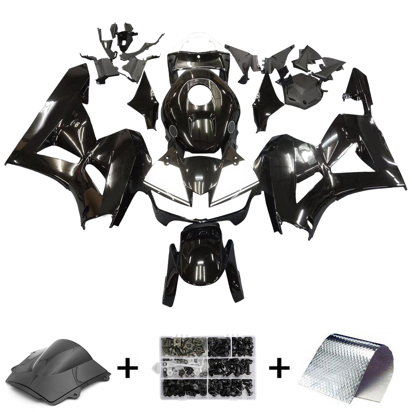 Amotopart 13-26 US-Version & 13-23 Europa-Version Honda CBR600RR Verkleidung G-Schwarz Kit