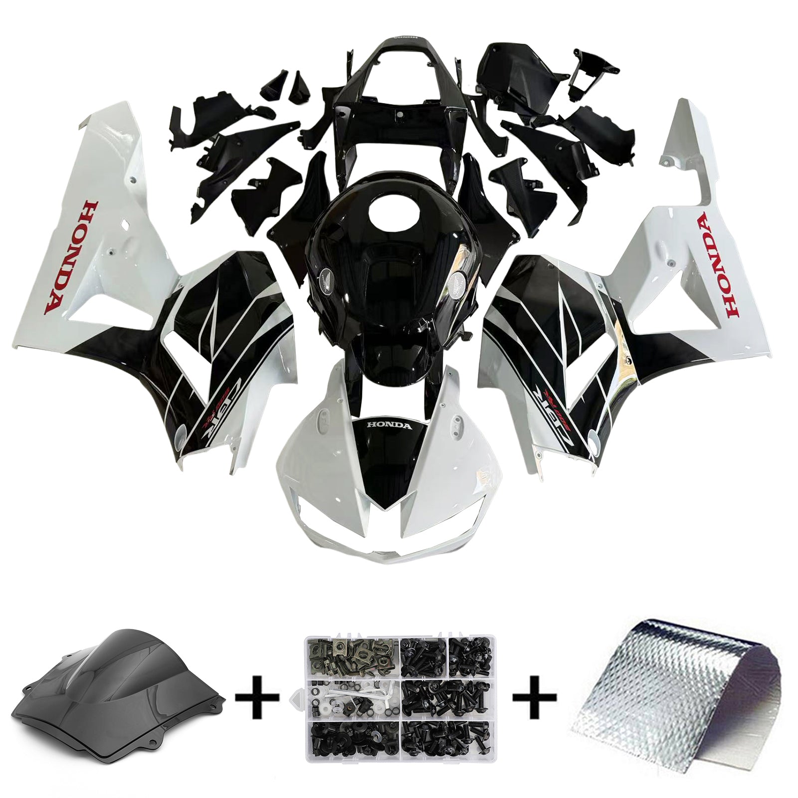 Amotopart 13-25 US-version. & 13-23 Europeisk version Honda CBR600 Kåpa Vit&Svart Style2-kit