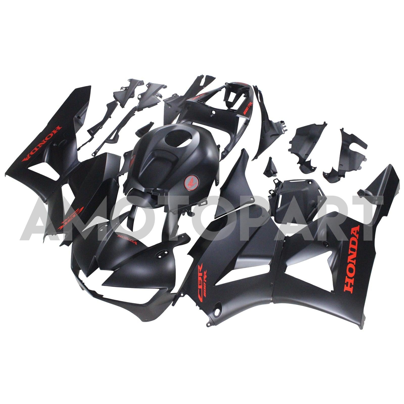 Amotopart 13-25 version américaine & Carénage noir mat pour Honda CBR600 version européenne 13-23&Kit logo rouge