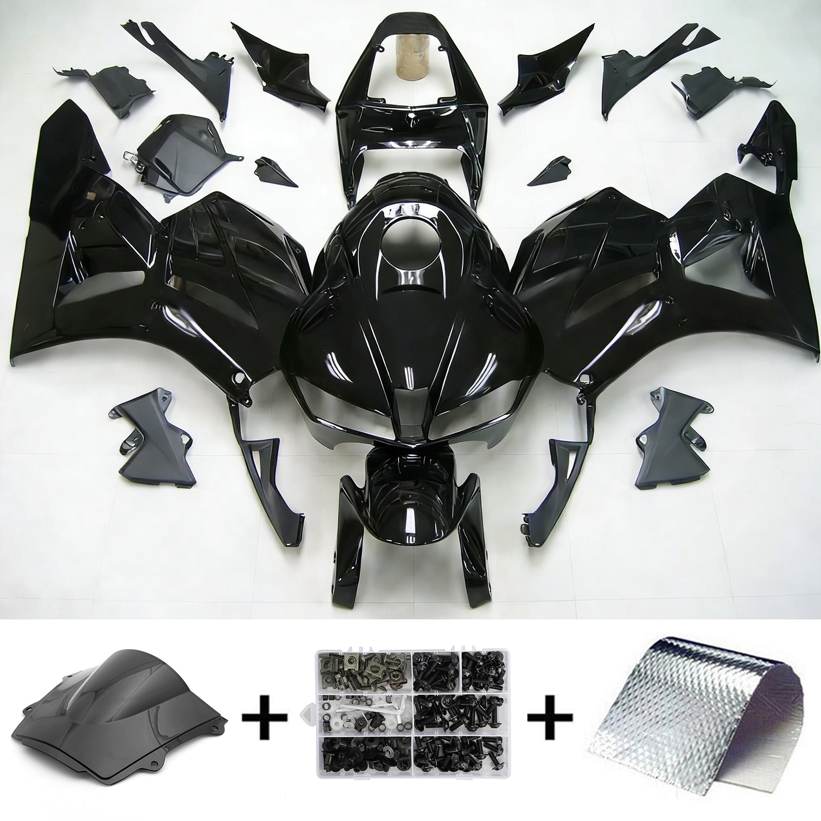 Amotopart 13-26 US ver. & 13-23 European ver. Honda CBR600 Fairing Gloss Black&Pink Logo Kit