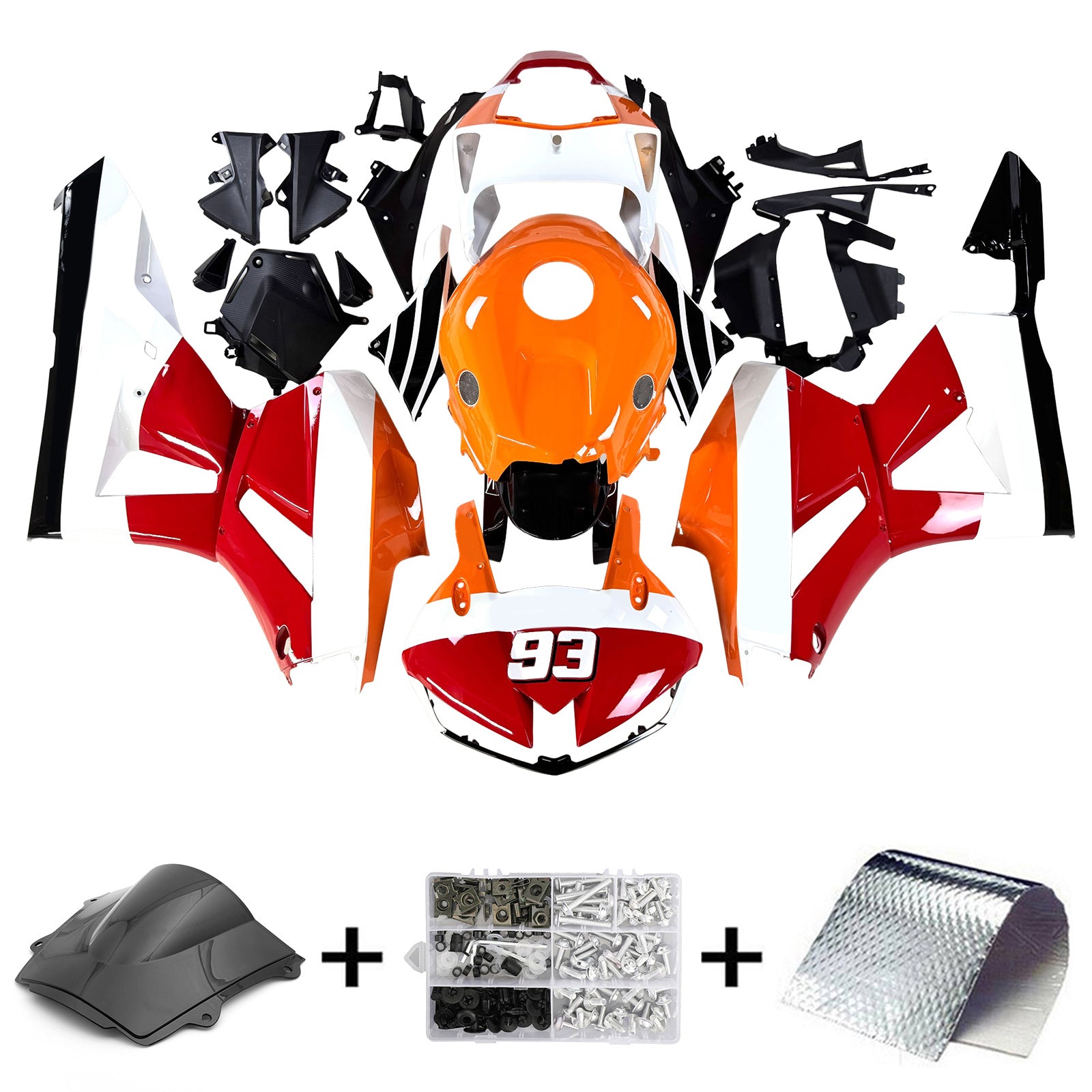 Amotopart 2013-2020 Honda CBR600 Fairing Red & Orange Repjol Zestaw