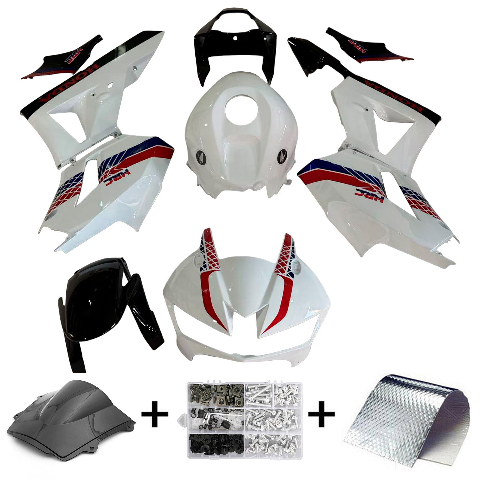 Carénage Amotopart pour Honda CBR600 2013-2020, blanc&Bleu&Kit rouge