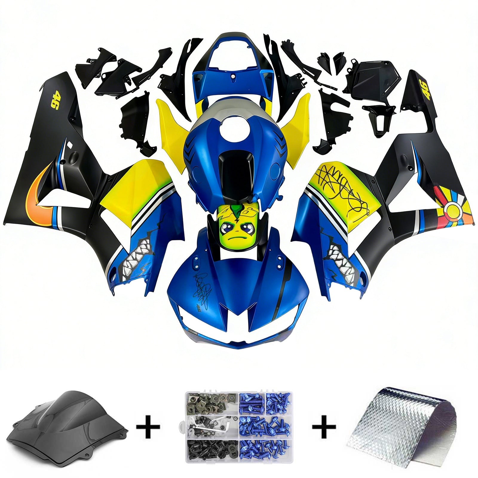 Amotopart 13-25 US ver. & 13-23 European ver. F5 CBR600RR Honda Yellow&Blue Style2 Fairing Kit