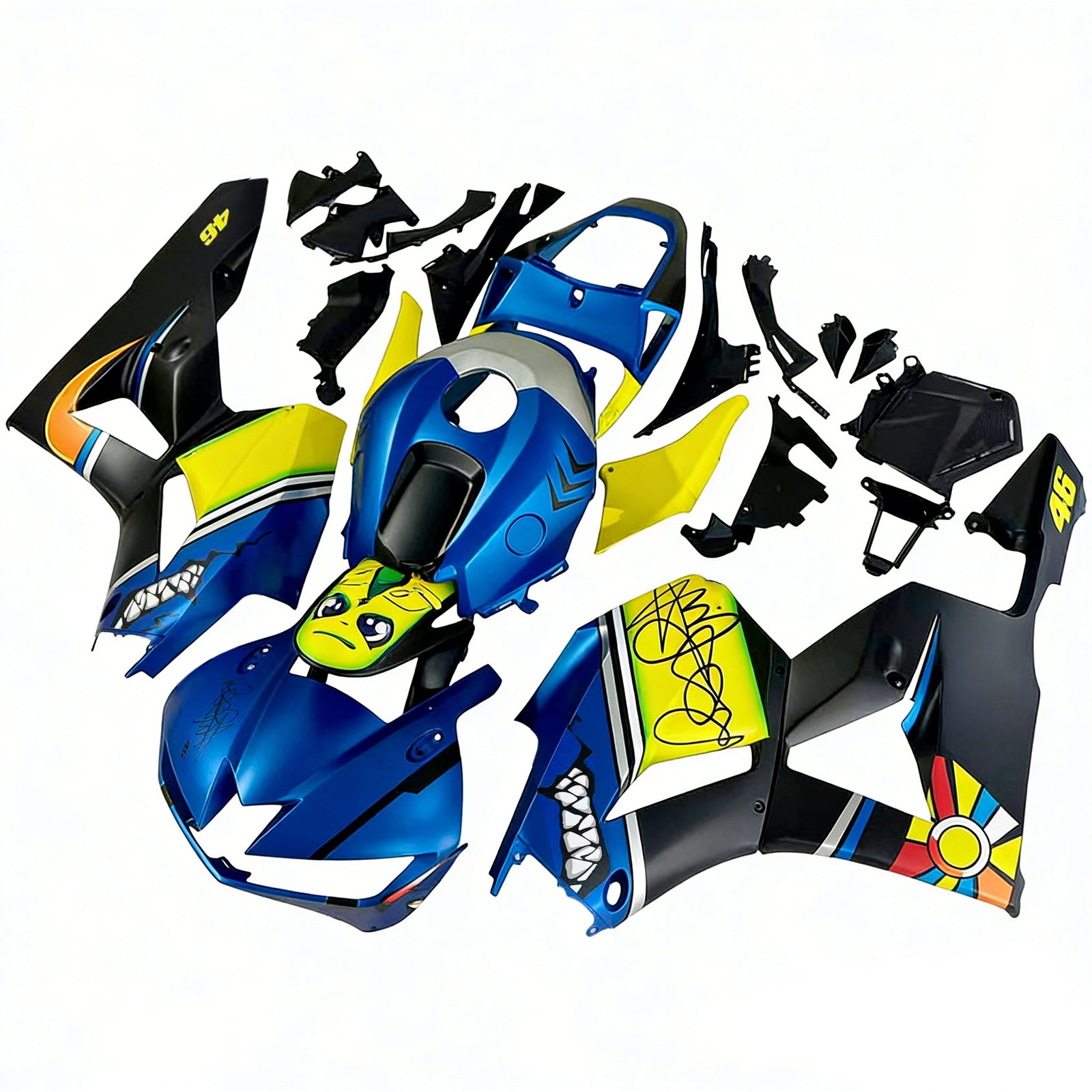 Amotopart 13-26 US ver. & 13-23 Versione europea F5 CBR600RR Honda Giallo&BKit di carene Blue Style2