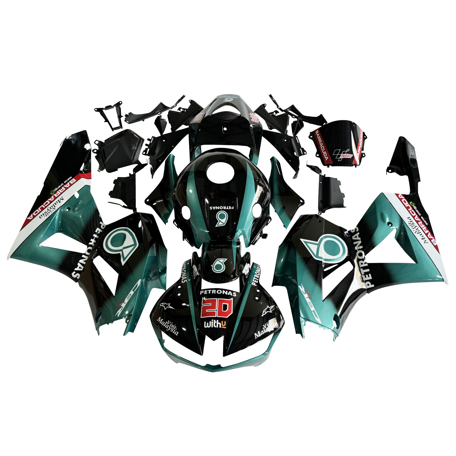 Amotopart 13-26 ver. américaine & 13-23 ver. européenne. Kit de carénage F5 CBR600RR Honda Petronas bleu