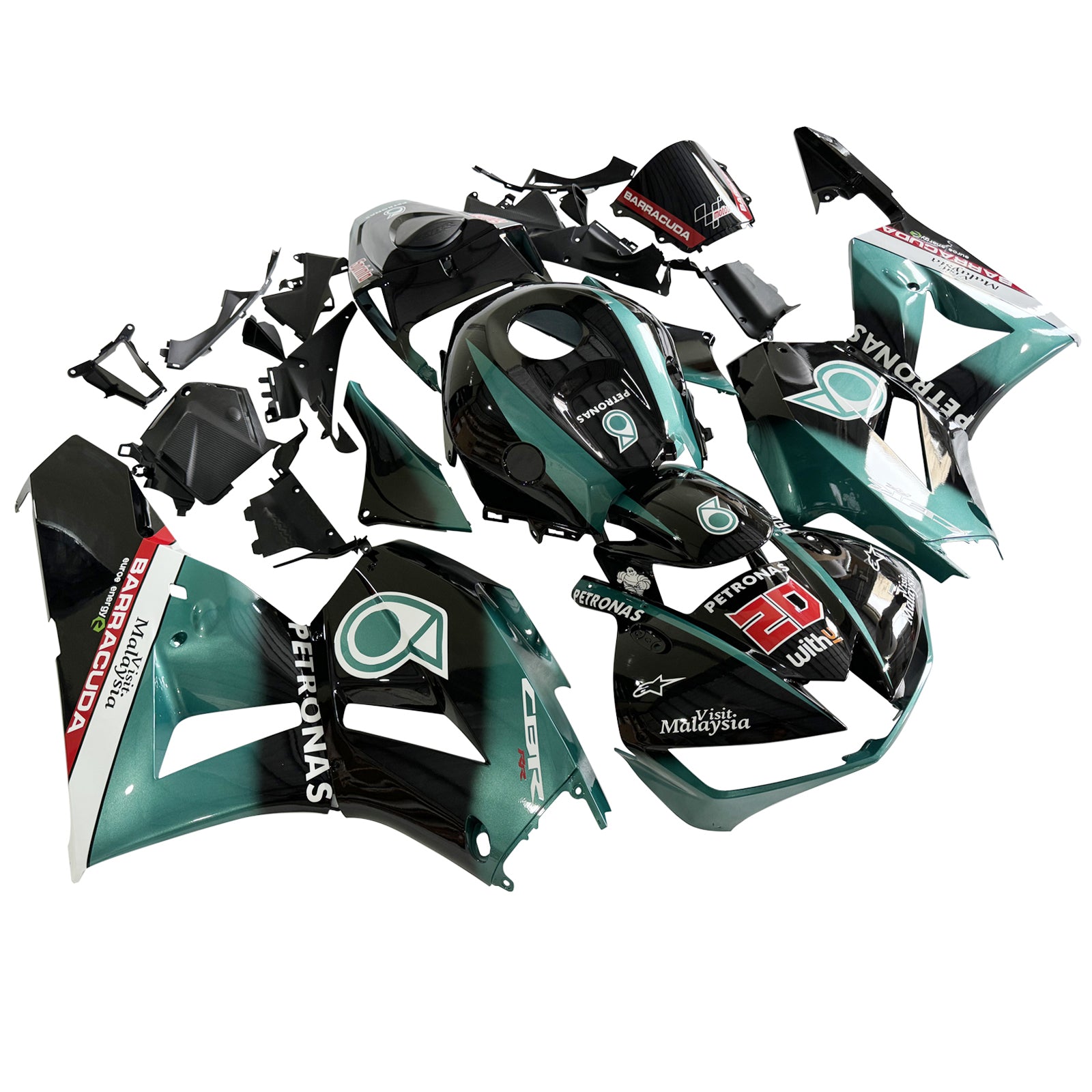 Amotopart 13-26 ver. américaine & 13-23 ver. européenne. Kit de carénage F5 CBR600RR Honda Petronas bleu