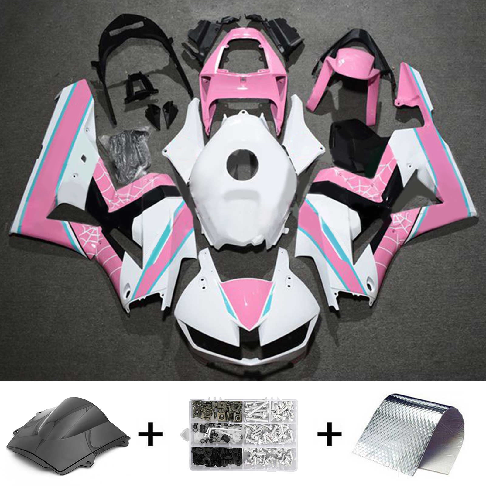 Amotopart 13-25 US ver. & 13-23 European ver. F5 CBR600RR Honda White&Pink Fairing Kit