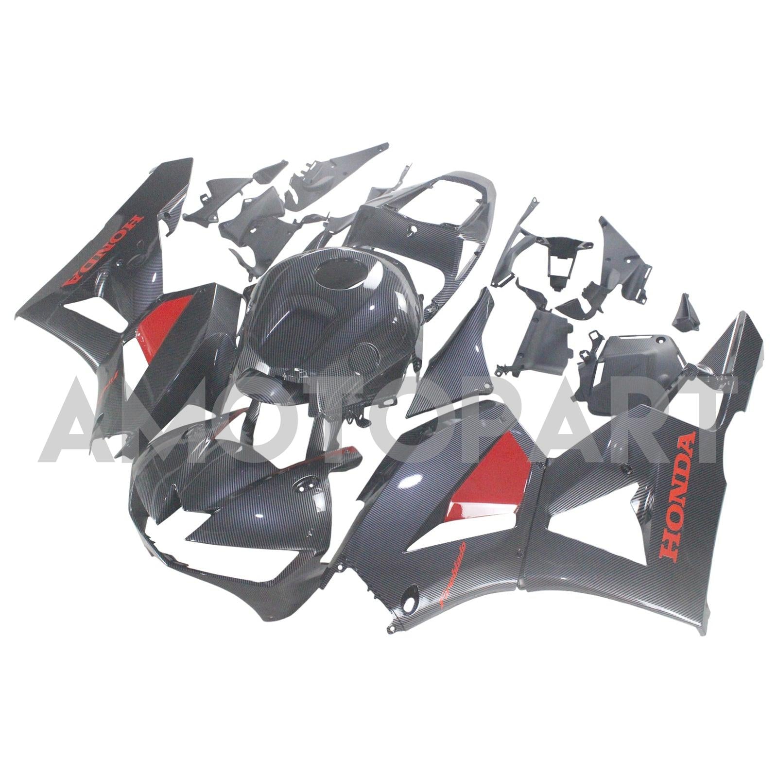 Amotopart 13-25 US-Vers. & 13-23 Europäische Version F5 CBR600RR Honda Carbonfaser&Rotes Verkleidungsset