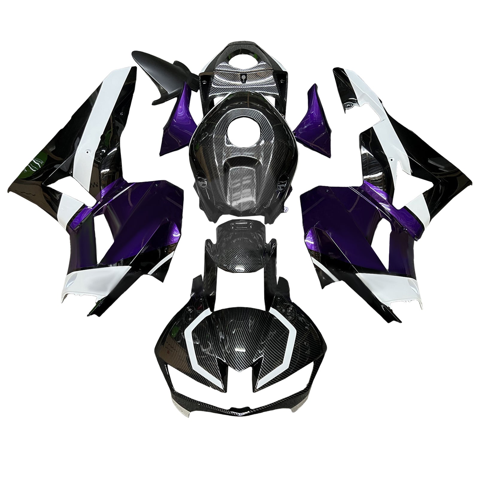 Amotopart 13-26 US ver. & 13-23 European ver. Honda CBR600RR Carbon Fiber Pattern White Purple Fairing Kit