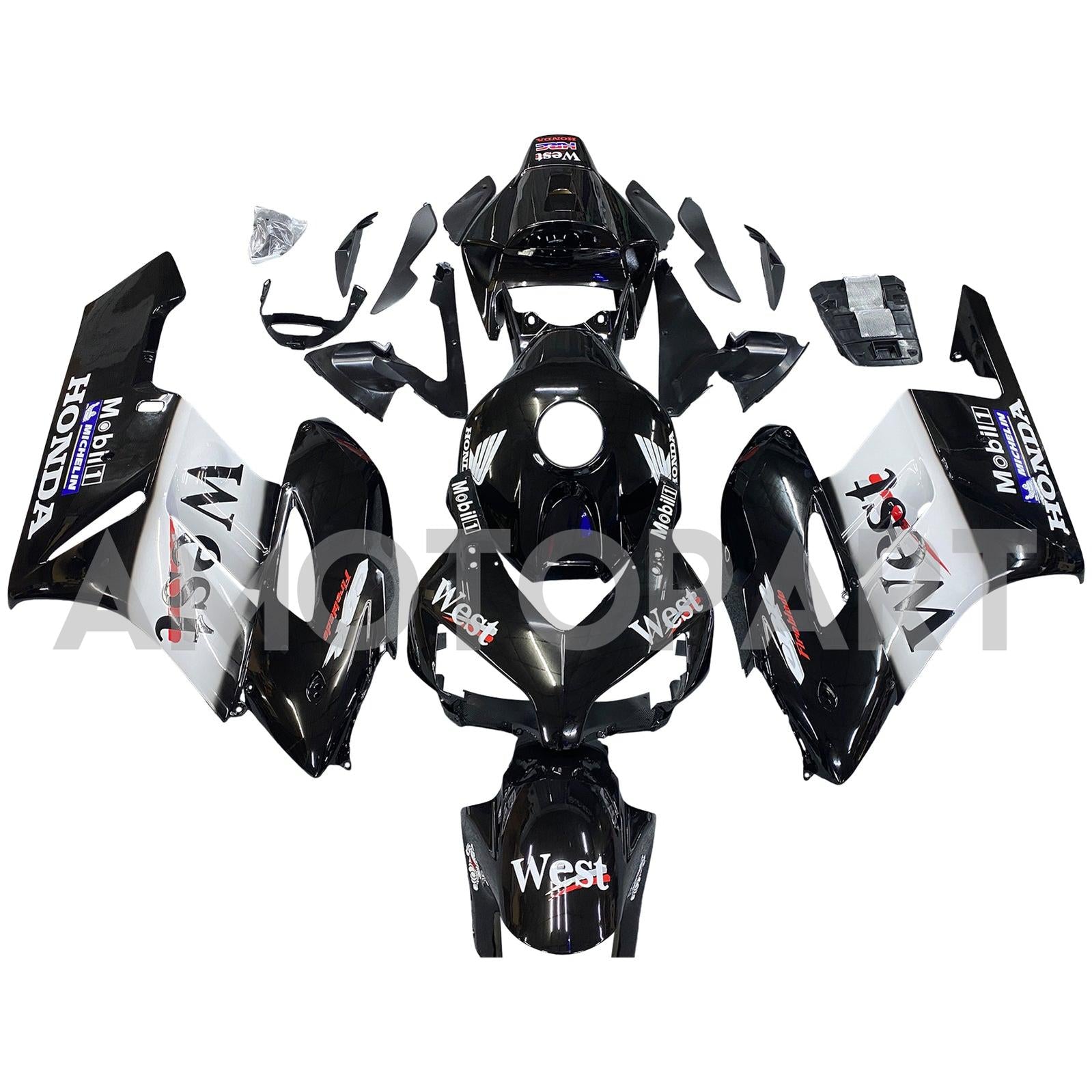 Frailiny Amotopart Honda CBR1000RR 2004-2005 Ráding West Racing Black Fairing Kit