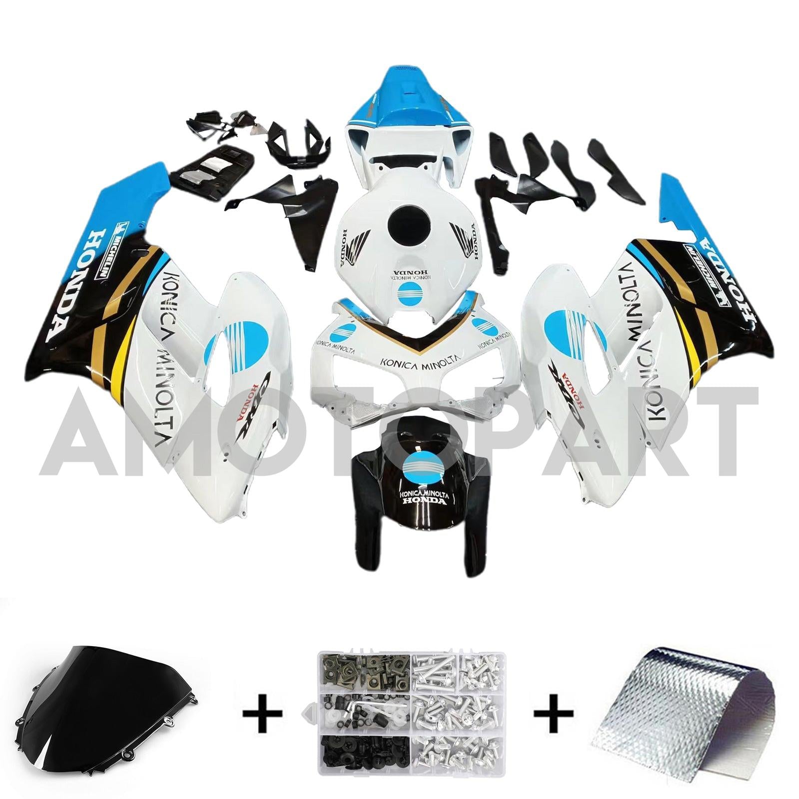 Amotopart Verkleidungen Honda CBR1000RR 2004–2005 Verkleidung, mehrfarbig, Konica Minolta Racing Verkleidungsset