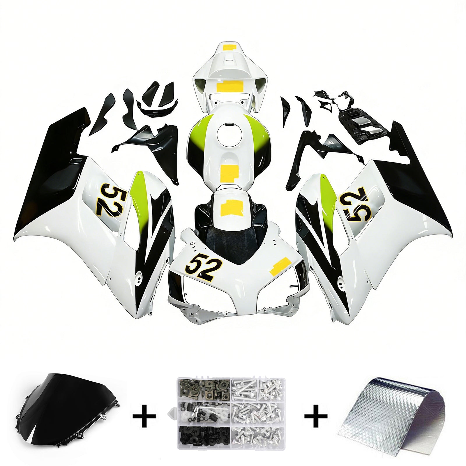 Amotopart Fairings Honda CBR1000RR 2004-2005 Fairing White Black Fairing Kit