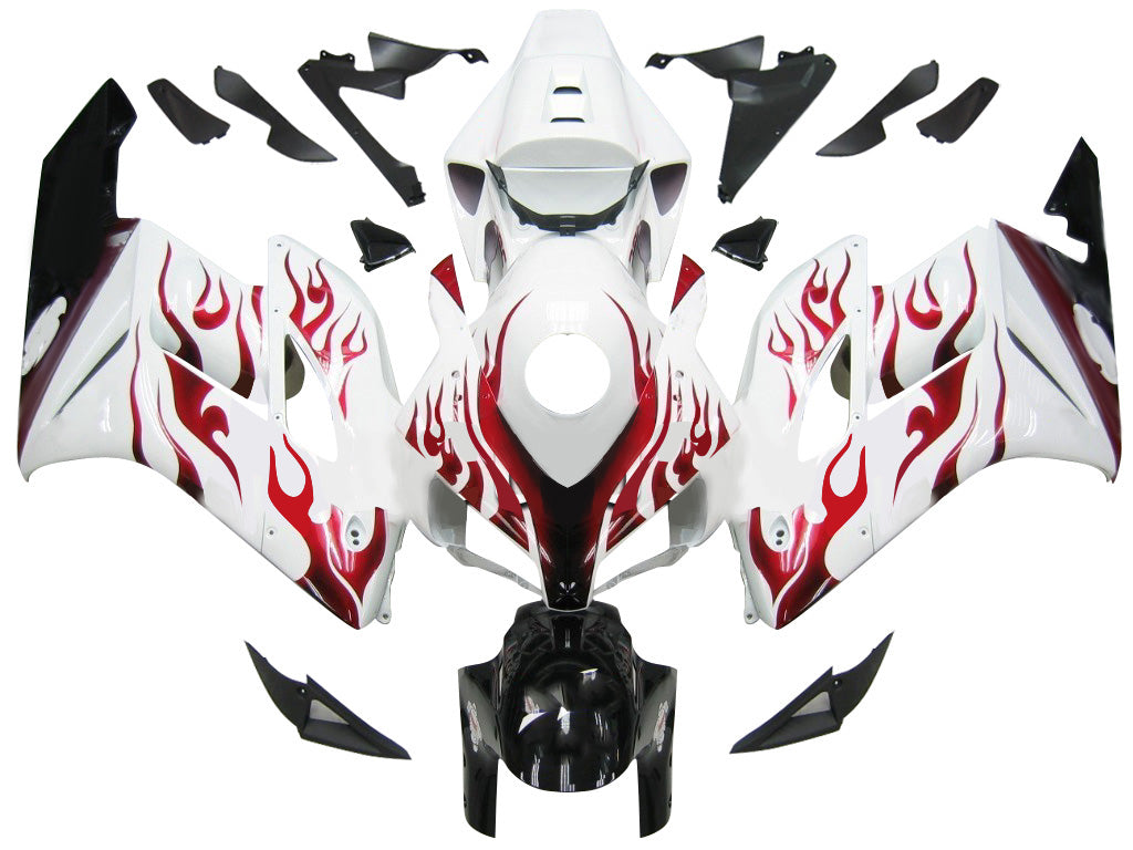 Amotopart Fairings Honda CBR1000RR 2004-2005 Fairing White & Red Flame Shark Racing Fairing Kit