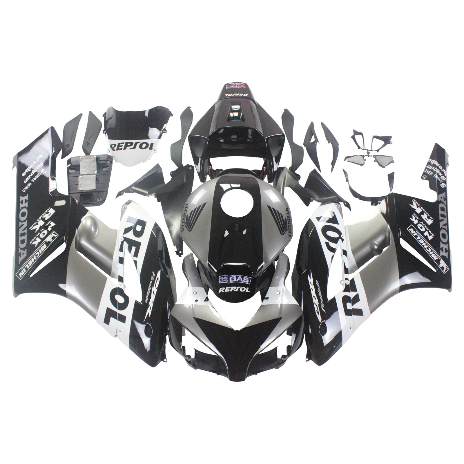 Amotopart Fairings Honda CBR1000RR 2004-2005 Fairing Repsol Racing Black Silver Fairing Kit