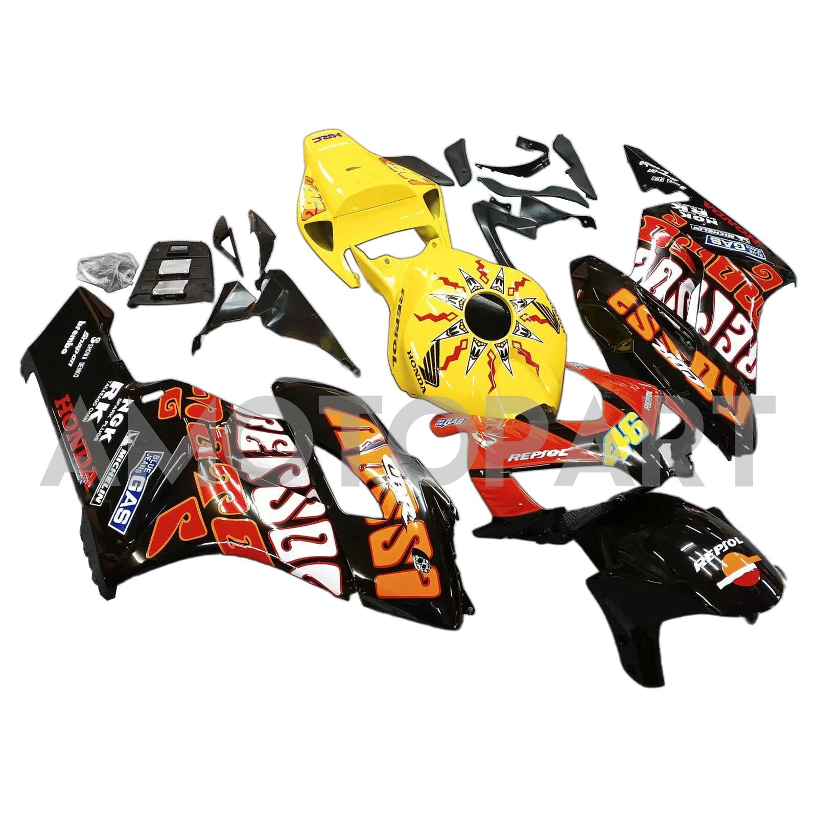 Amotopart Fairings Honda CBR1000RR 2004-2005 Fairing Valentino Rossi Racing Black Yellow Fairing Kit