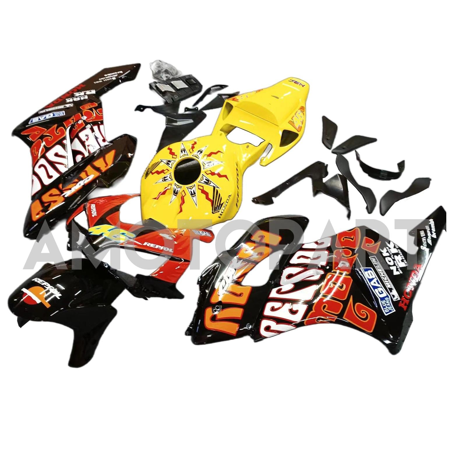 Amotopart Fairings Honda CBR1000RR 2004-2005 Fairing Valentino Rossi Racing Black Yellow Fairing Kit