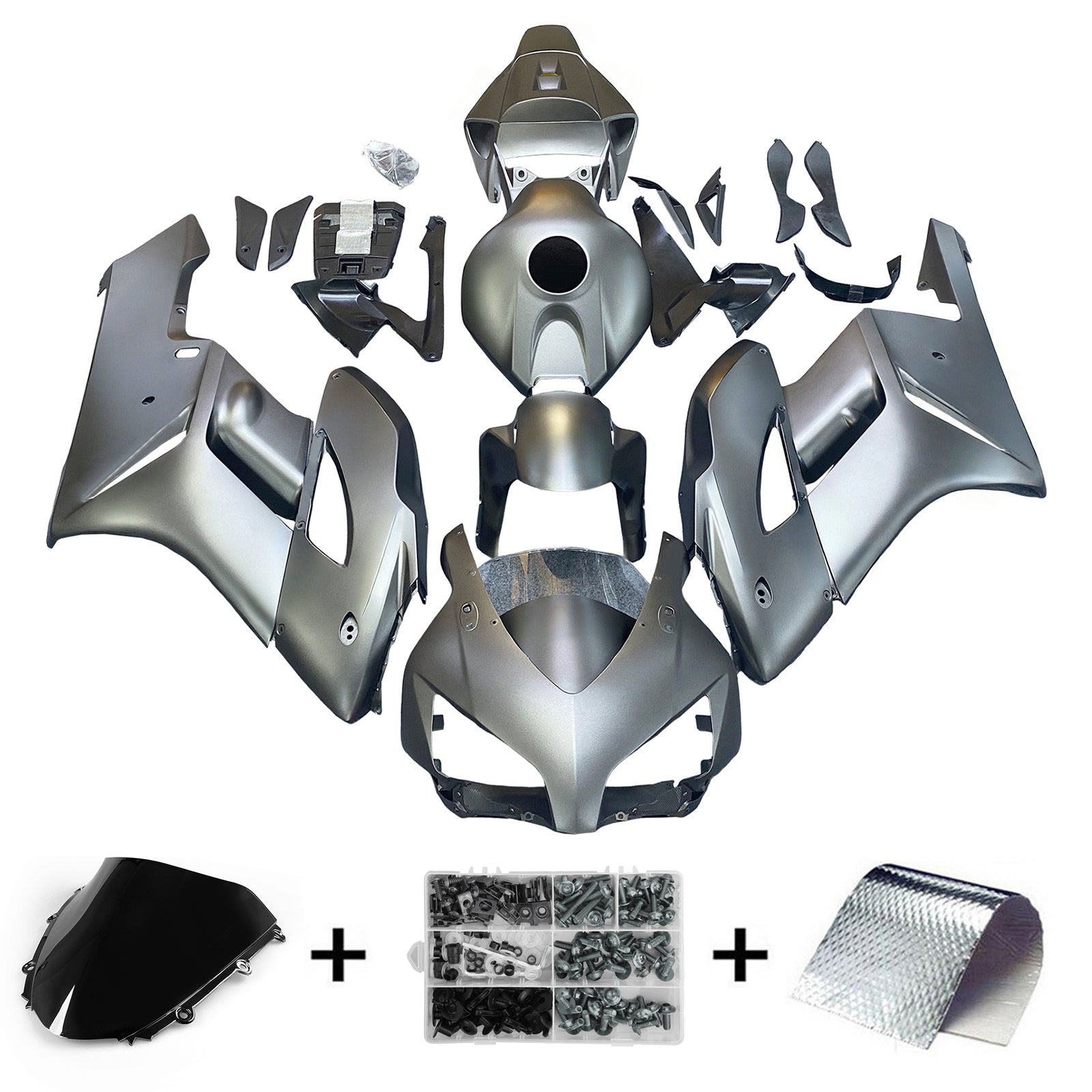 Amotopart 2004-2005 Honda CBR1000RR Silver Black Fairing Kit