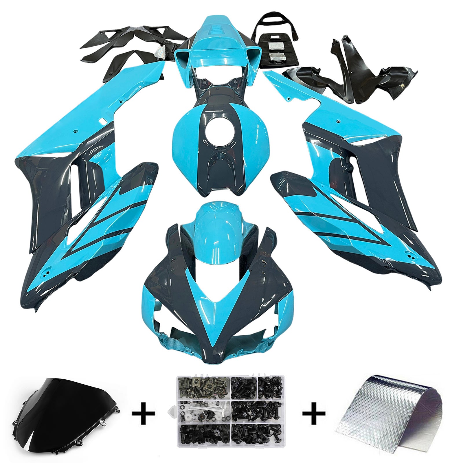Amotopart 2004-2005 Honda CBR1000RR Light Blue Black Fairing Kit