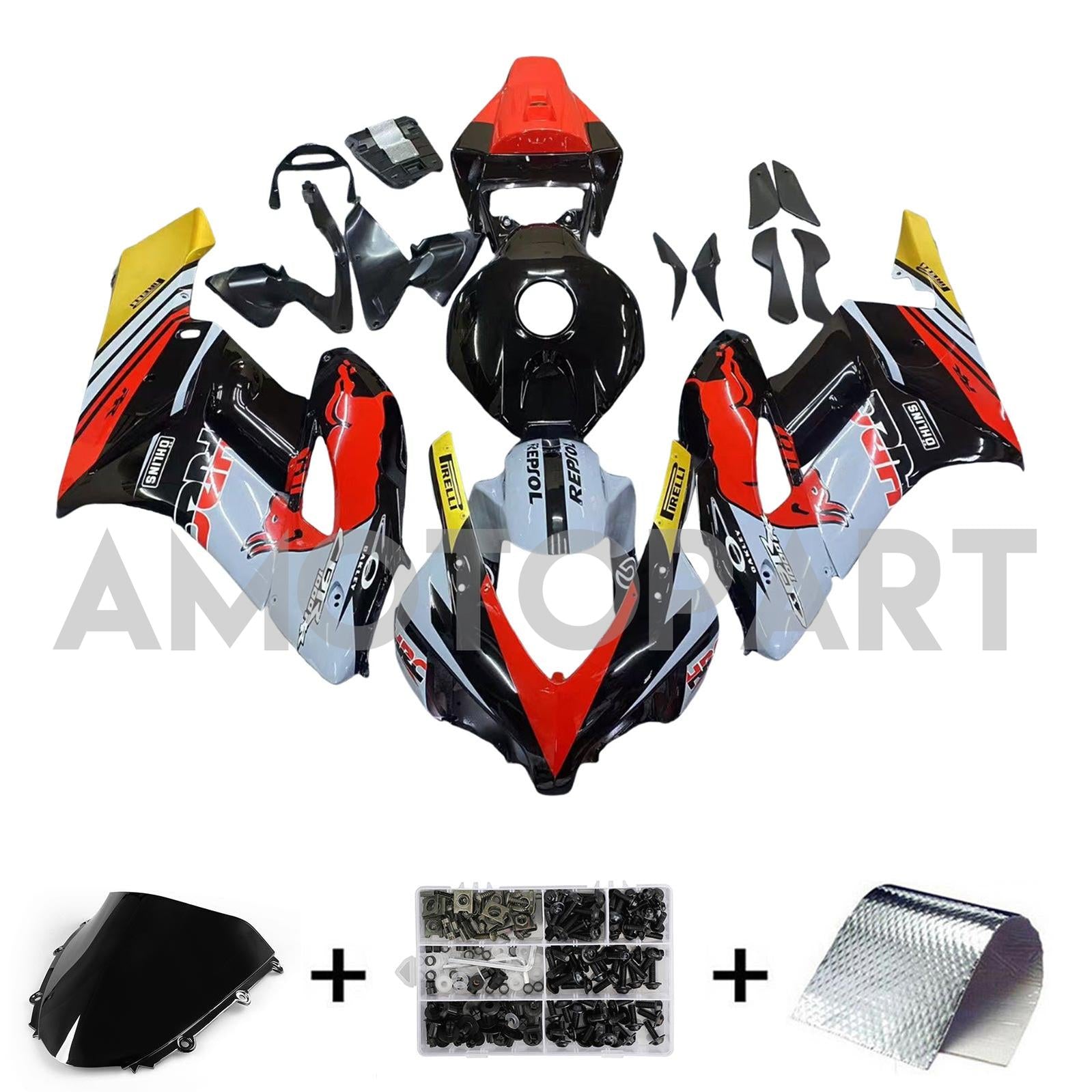 Amotopart 2004-2005 Honda CBR1000RR Black Grey Red Fairing Kit