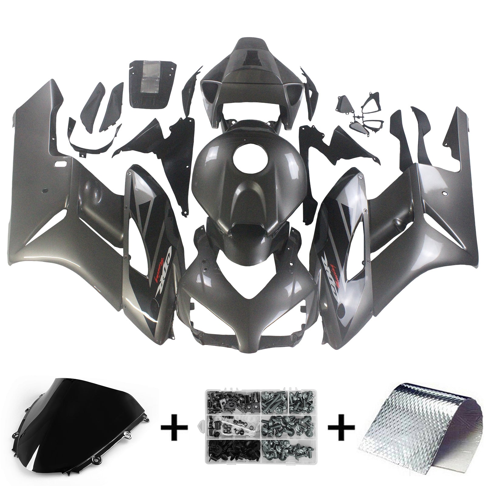 Amotopart 2004-2005 Honda CBR1000RR Gloss Grey Black Fairing Kit