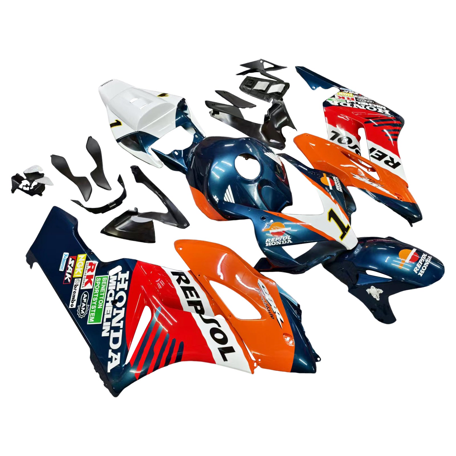 Amotopart 2004-2005 Honda CBR1000RR Repjol Orange&Blue Fairing Kit