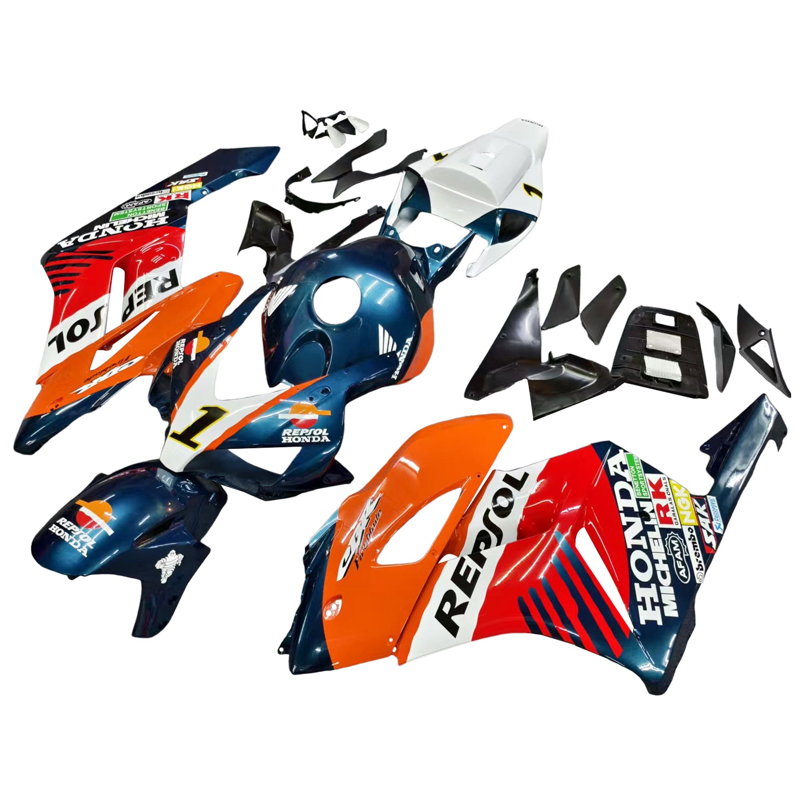 Amotopart 2004-2005 Honda CBR1000RR Repjol Orange&Blue Fairing Kit
