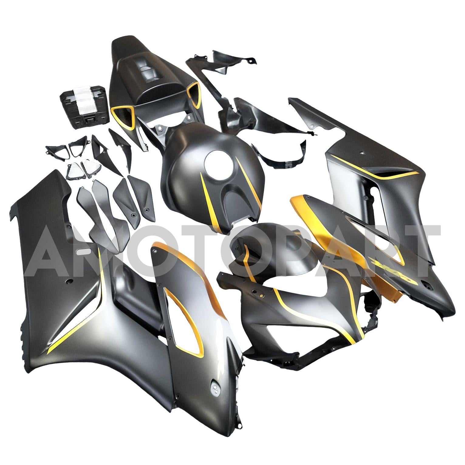 Amotopart 2004-2005 Honda CBR1000RR Matte Black&Gold Fairing Kit