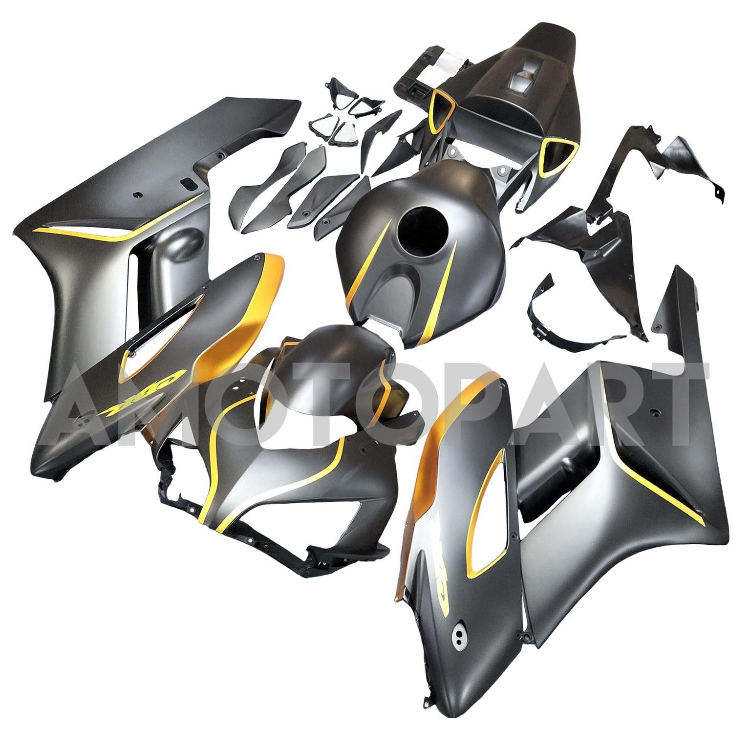 Amotopart 2004-2005 Honda CBR1000RR Matte Black&Gold Fairing Kit
