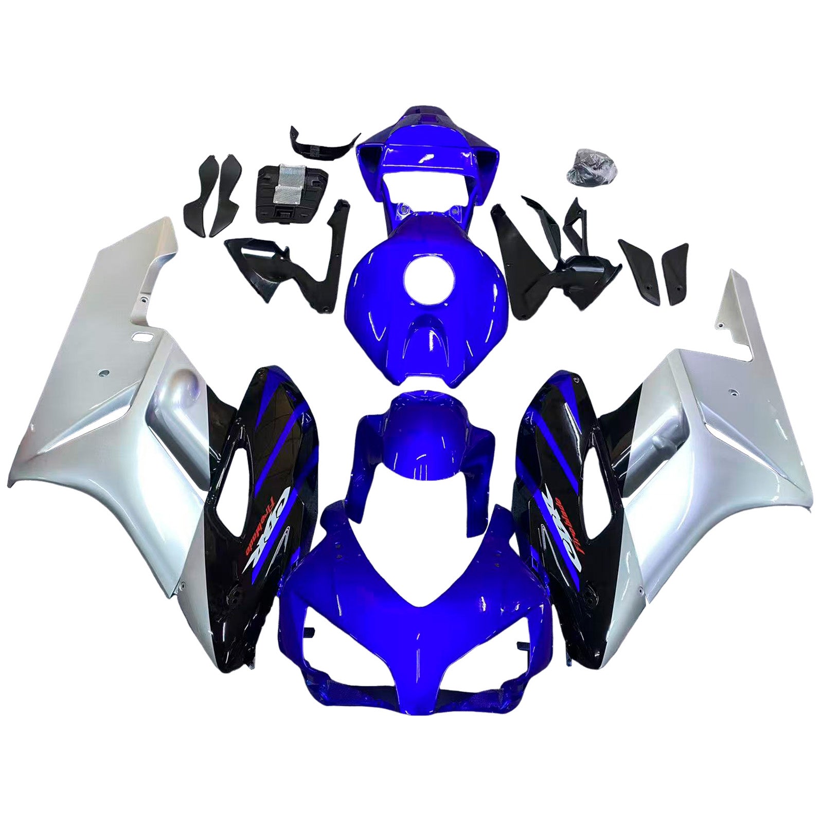 Amotopart 2004-2005 Honda CBR1000RR Bleu&Kit de carénage argenté