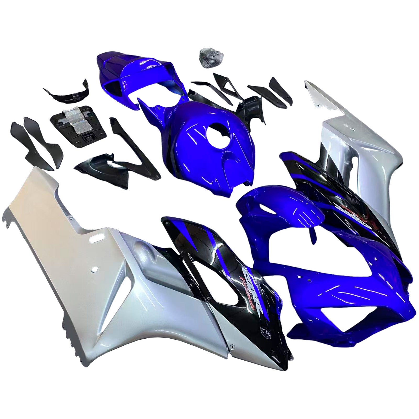 Amotopart 2004-2005 Honda CBR1000RR Bleu&Kit de carénage argenté