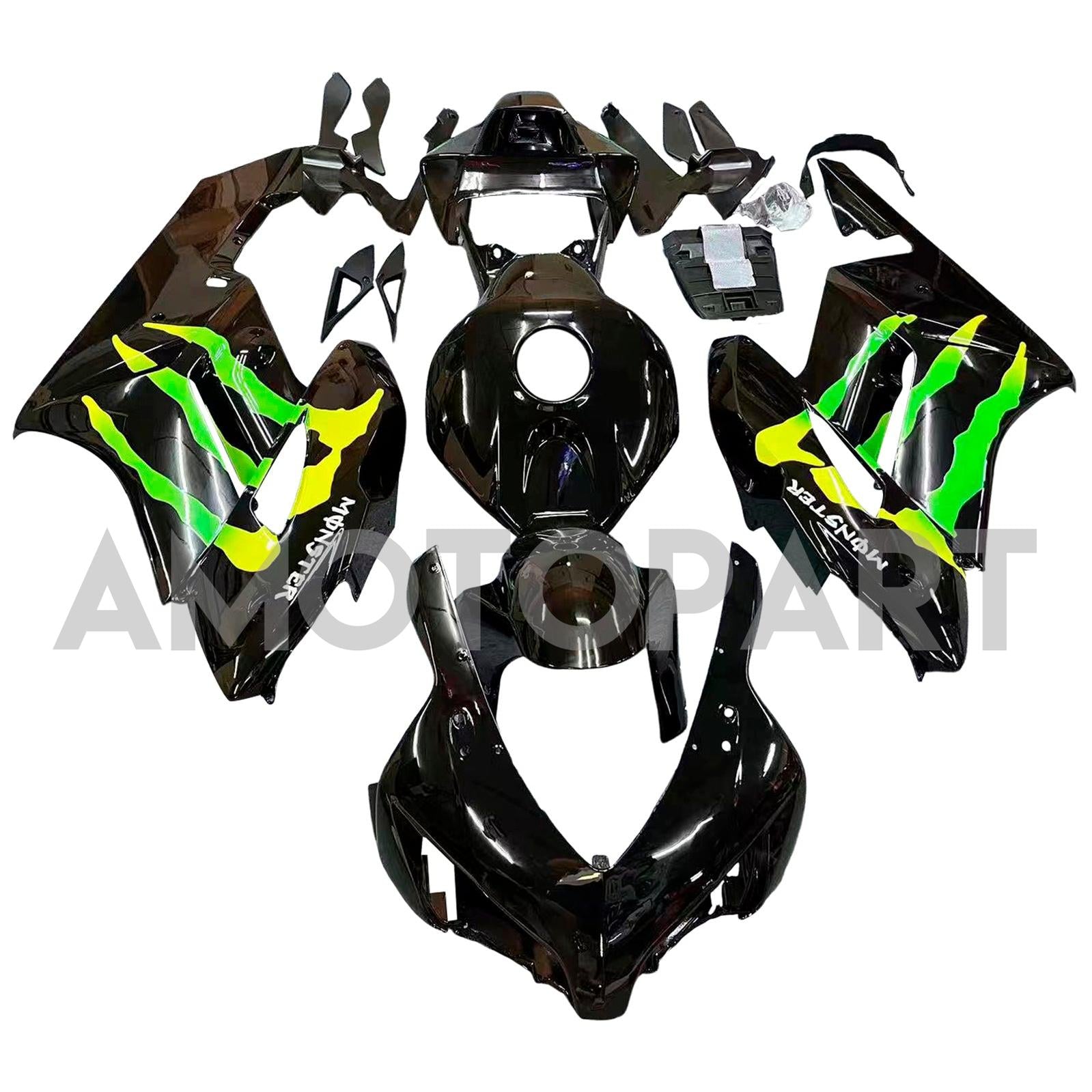 Amotopart 2004-2005 Honda CBR1000RR Black with Monster Logo Fairing Kit