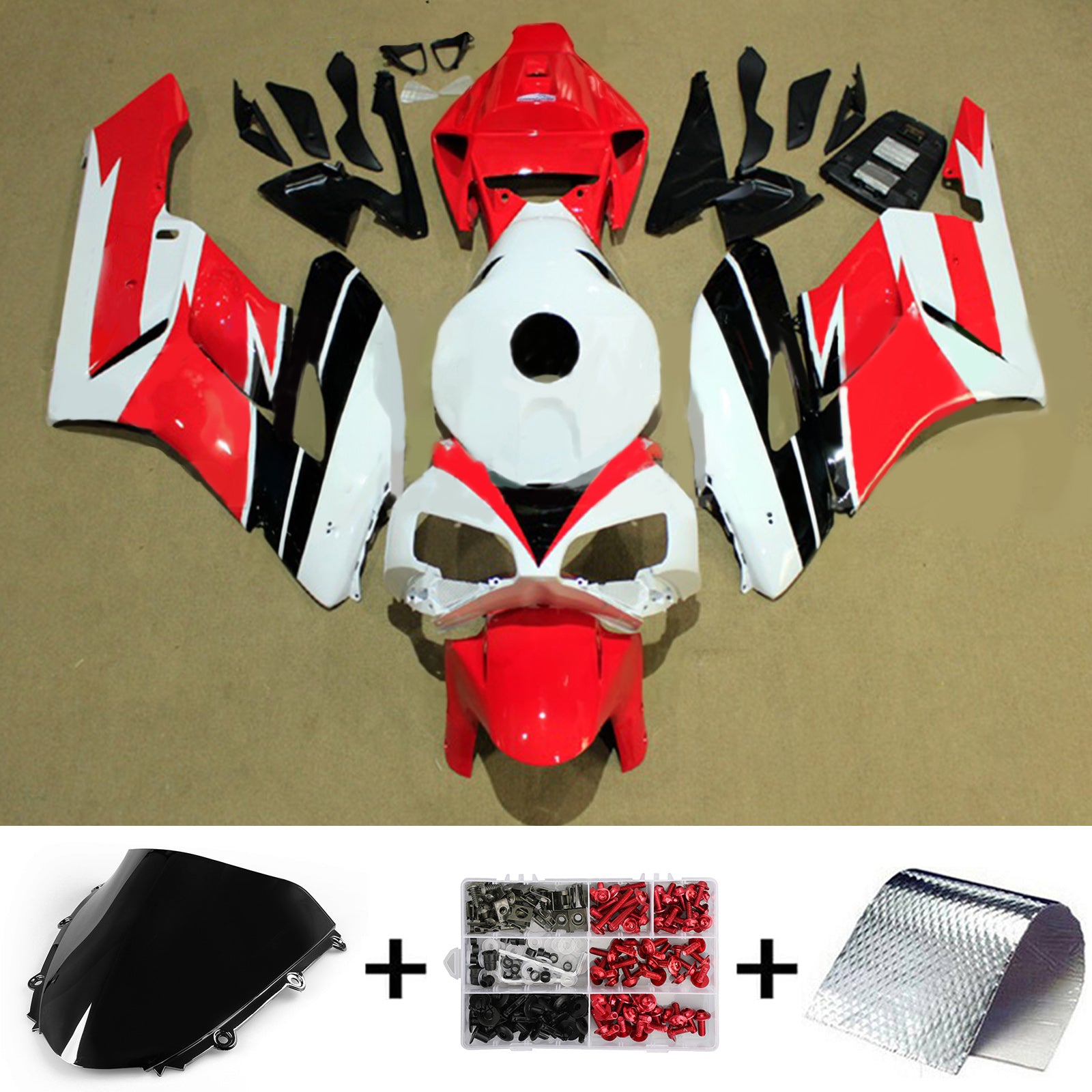 Amotopart 2004-2005 Honda CBR1000RR Red & White Style2 Fairing Kit