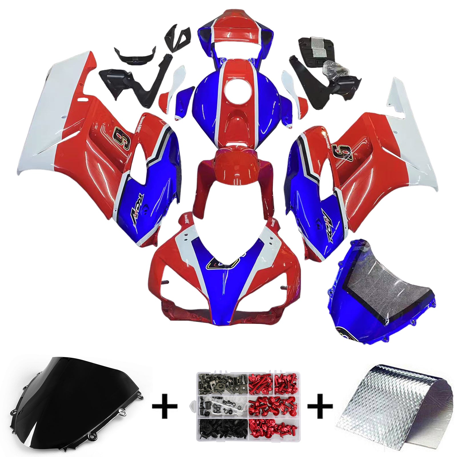 Amotopart 2004-2005 Honda CBR1000RR Rojo&BKit de carenado azul Style2