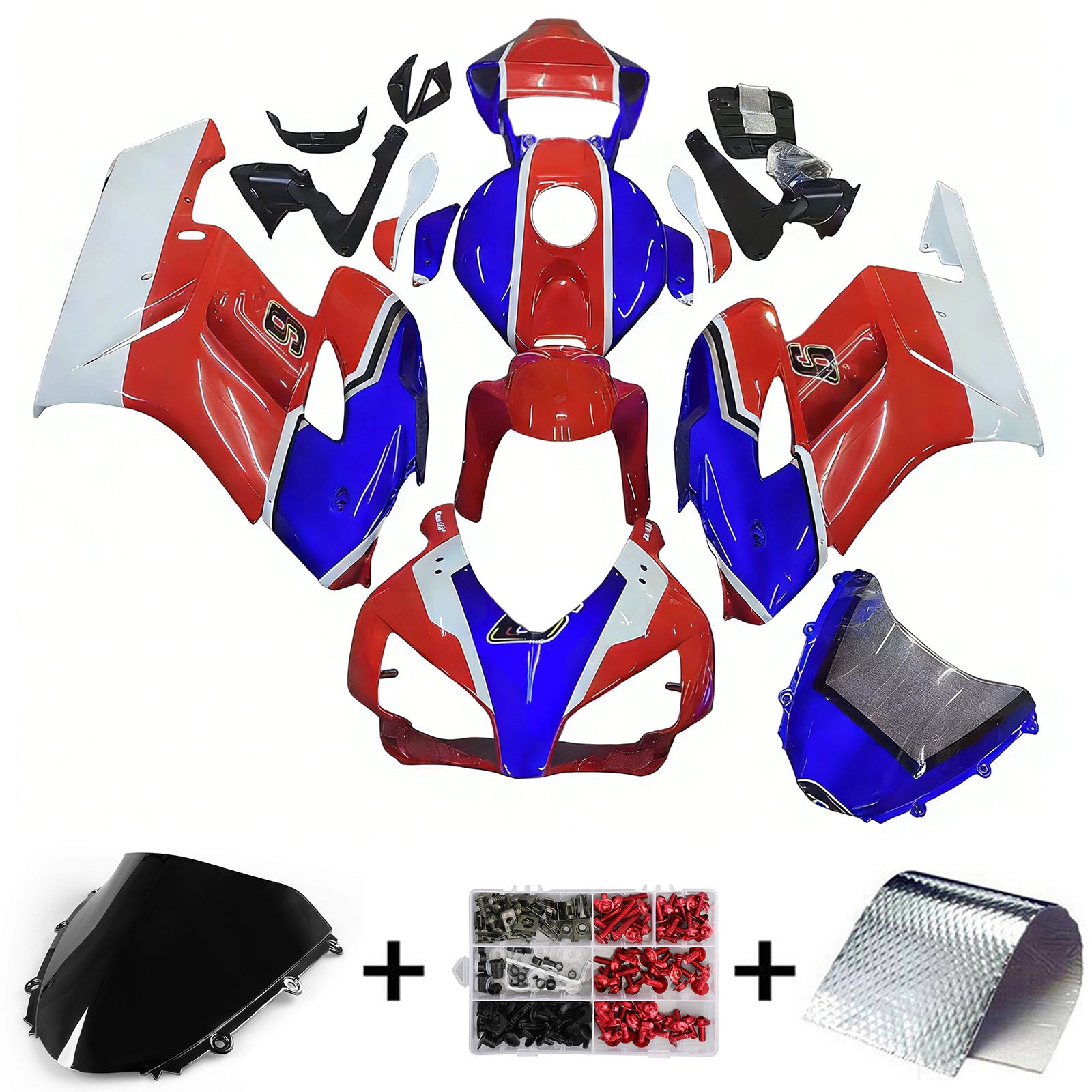 Amotopart 2004-2005 Honda CBR1000RR Red&Blue Style2 Fairing Kit