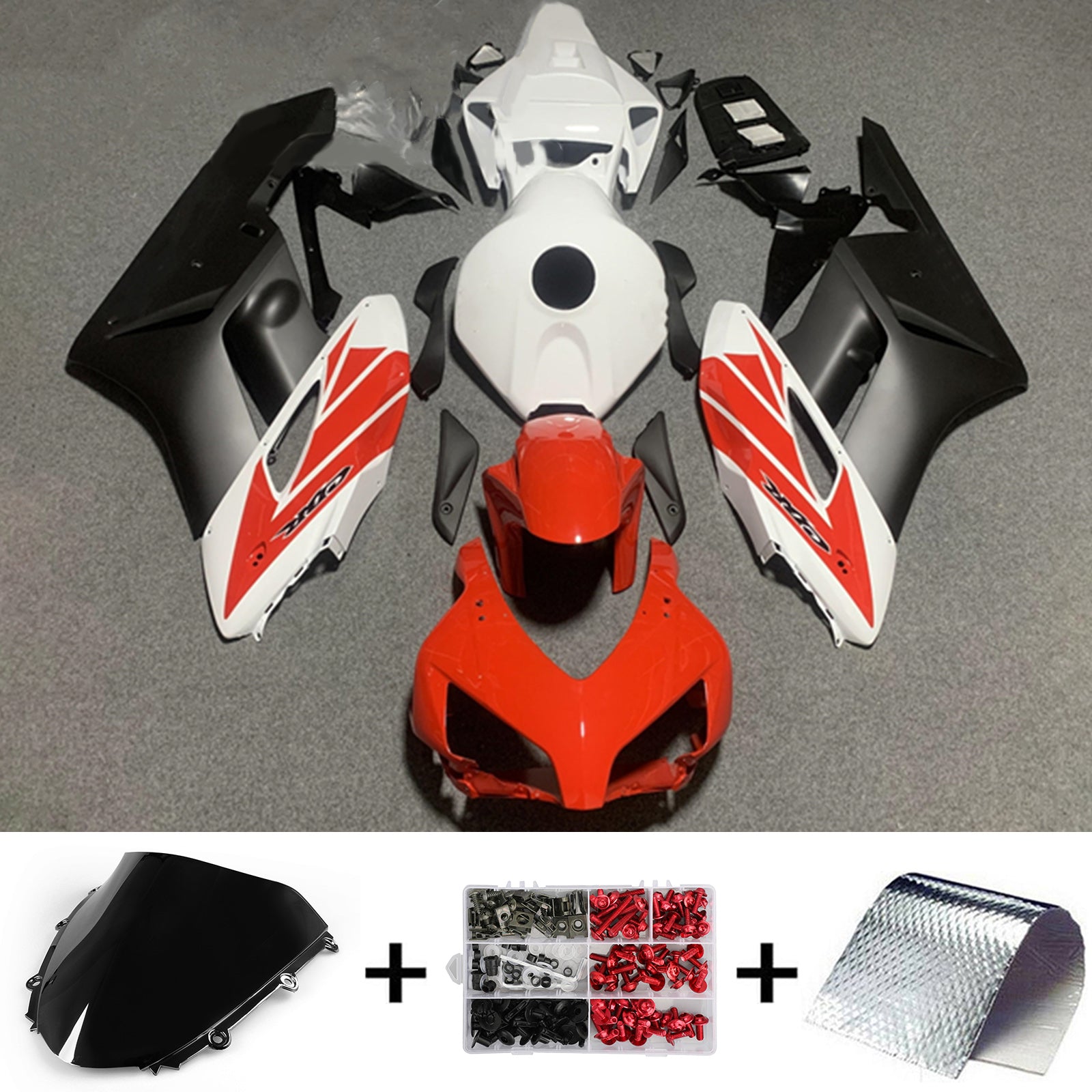 Amotopart 2004-2005 Honda CBR1000RR Red & White Styl3 Fairing Kit