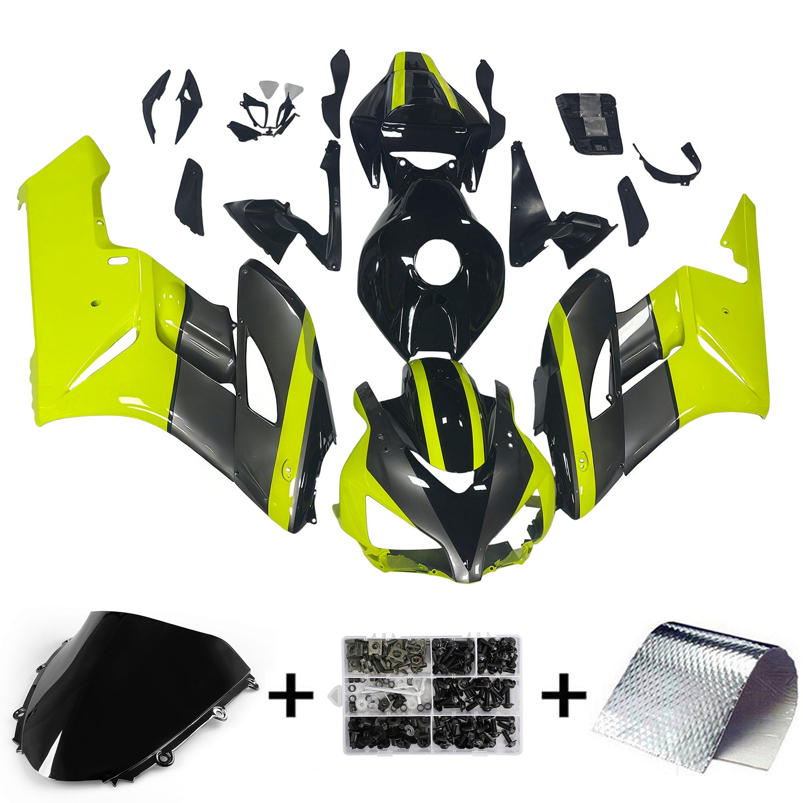 Amotopart 2004-2005 Honda CBR1000RR Gloss Grey&Yellow Fairing Kit
