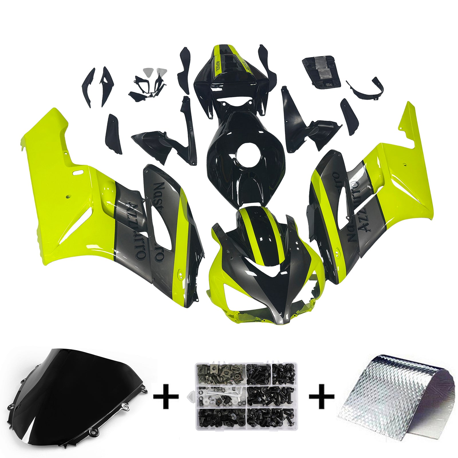Amotopart 2004-2005 Honda CBR1000RR Gloss Grey&Yellow Fairing Kit