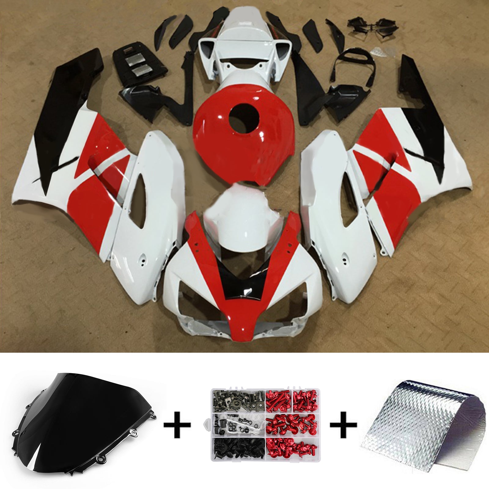 Amotopart 2004-2005 Honda CBR1000RR Kit de carenado rojo y blanco estilo 1