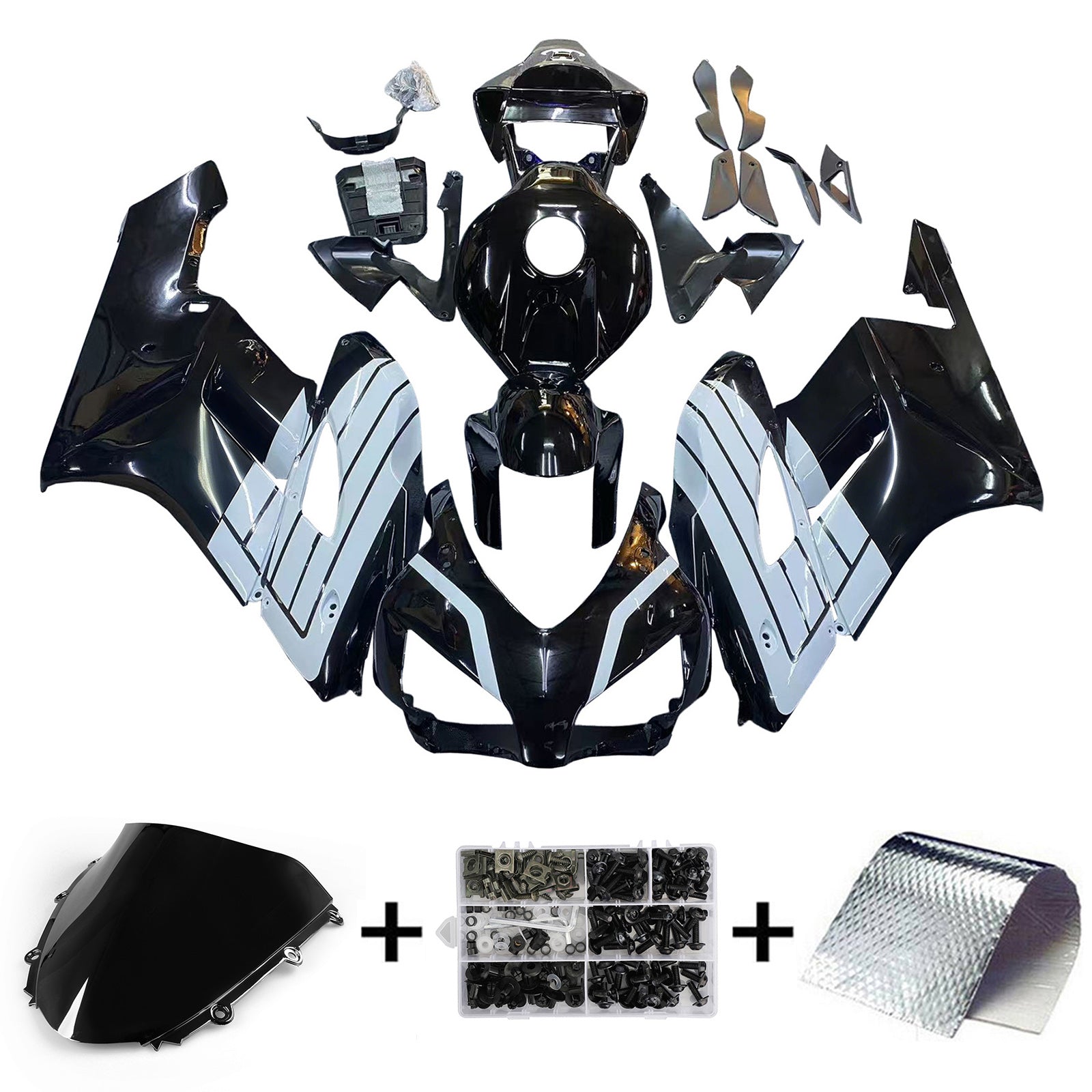 Amotopart 2004-2005 Honda CBR1000RR Schwarz&Weißes Verkleidungsset