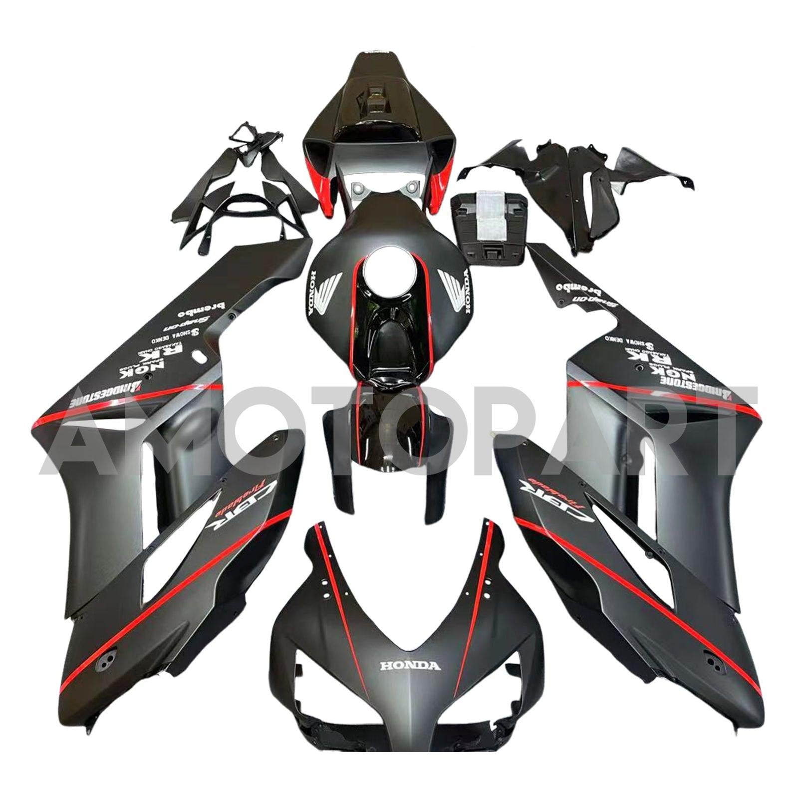 Amotopart 2004-2005 Honda CBR1000RR Matte Black with Logo Fairing Kit