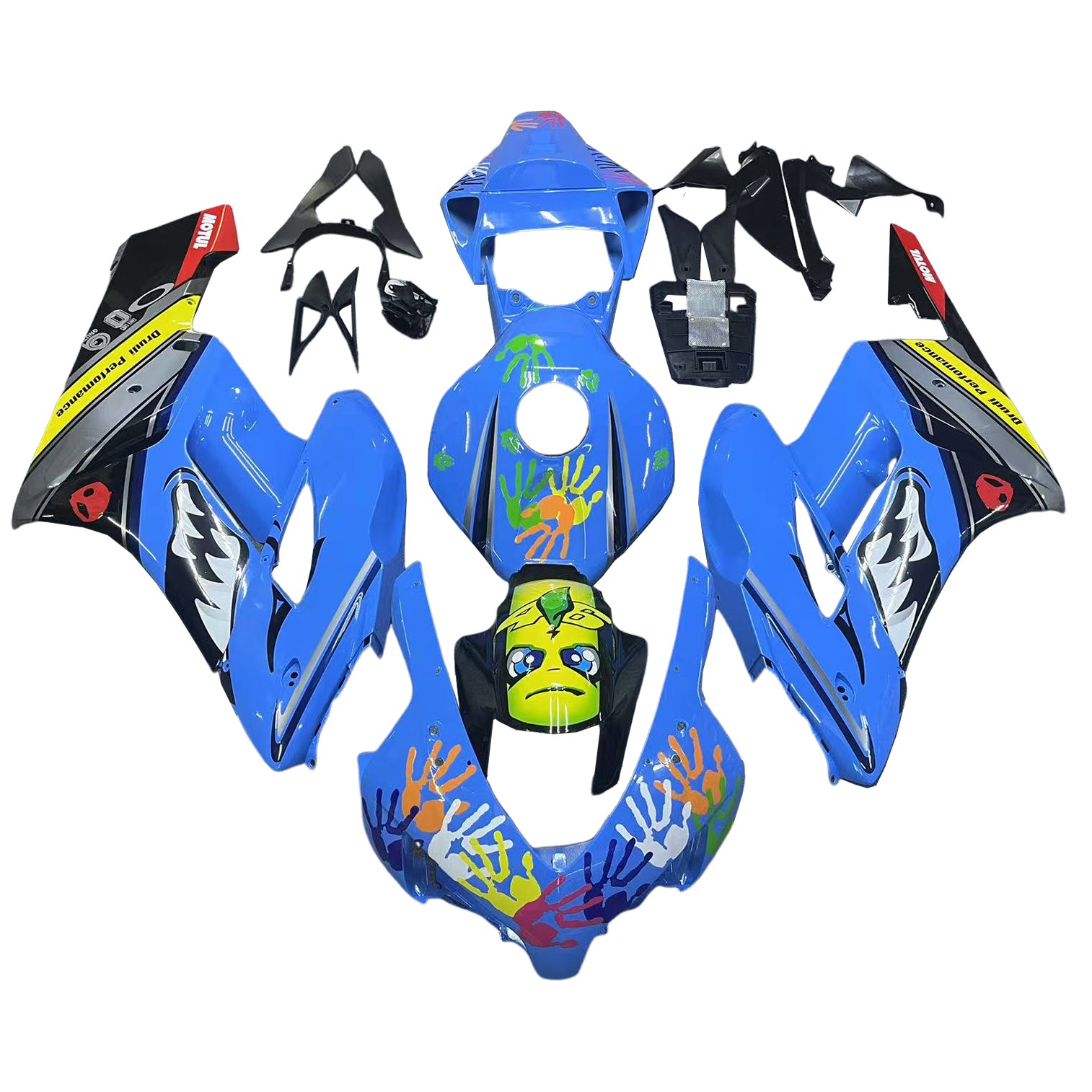 Amotopart 2004-2005 Honda CBR1000RR azul con kit de carenado gráfico