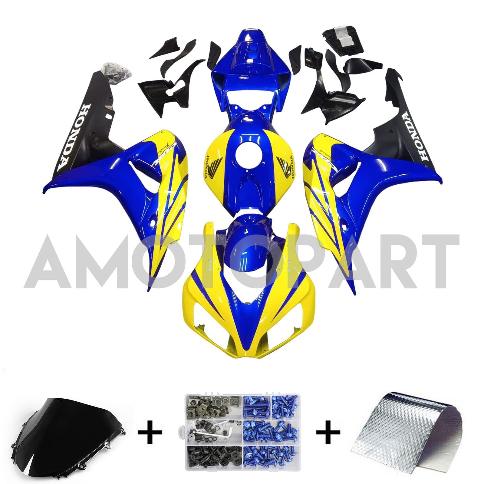 Amotopart Fairings Honda 1000RR 2006-2007 Fairing CBR Racing Blue Yellow Fairing Kit