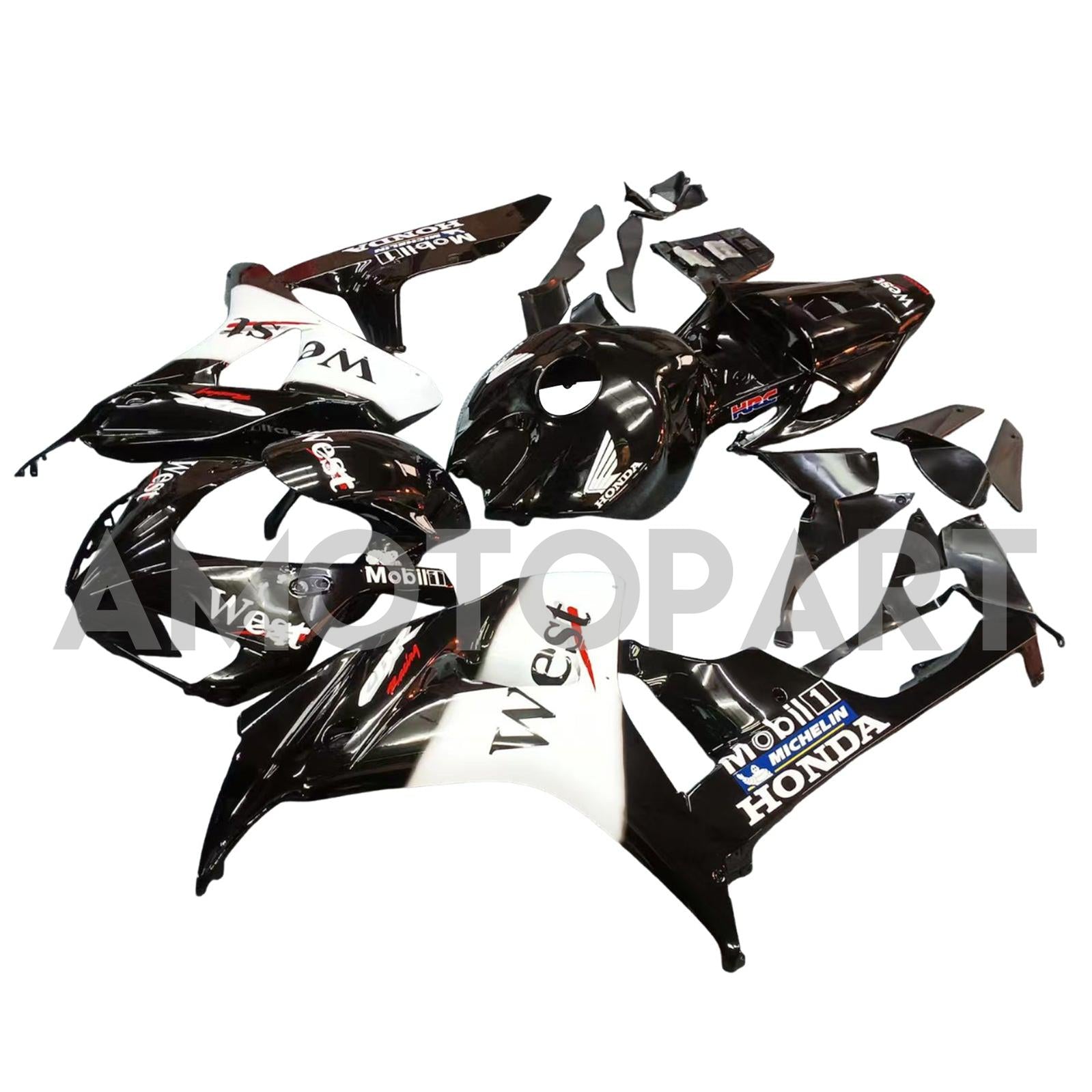 Amotopart Fairings Honda CBR1000RR 2006-2007 Fairing West Racing Black Fairing Kit