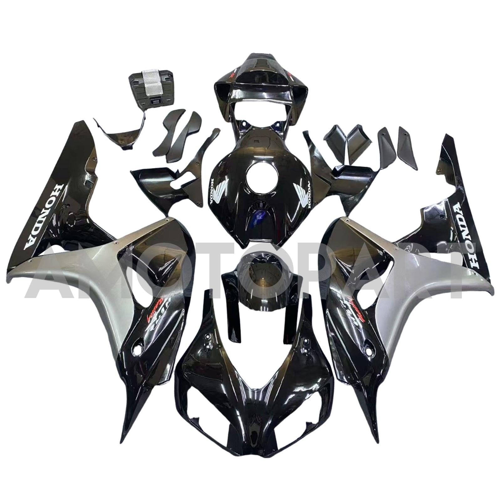 Amotopart 2006-2007 ホンダ CBR1000RR フェアリング ブラック&グレー キット