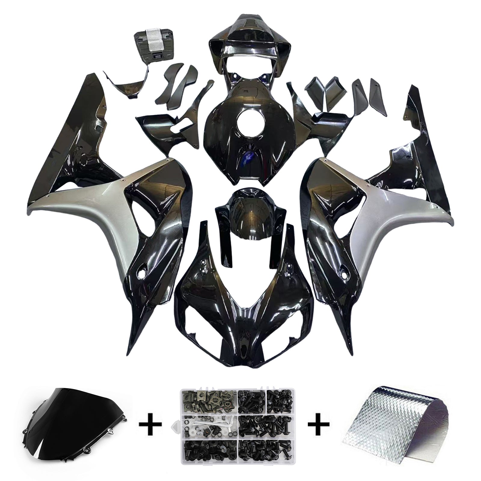 Amotopart 2006-2007 Honda CBR1000RR Fairing Black&Grey Kit