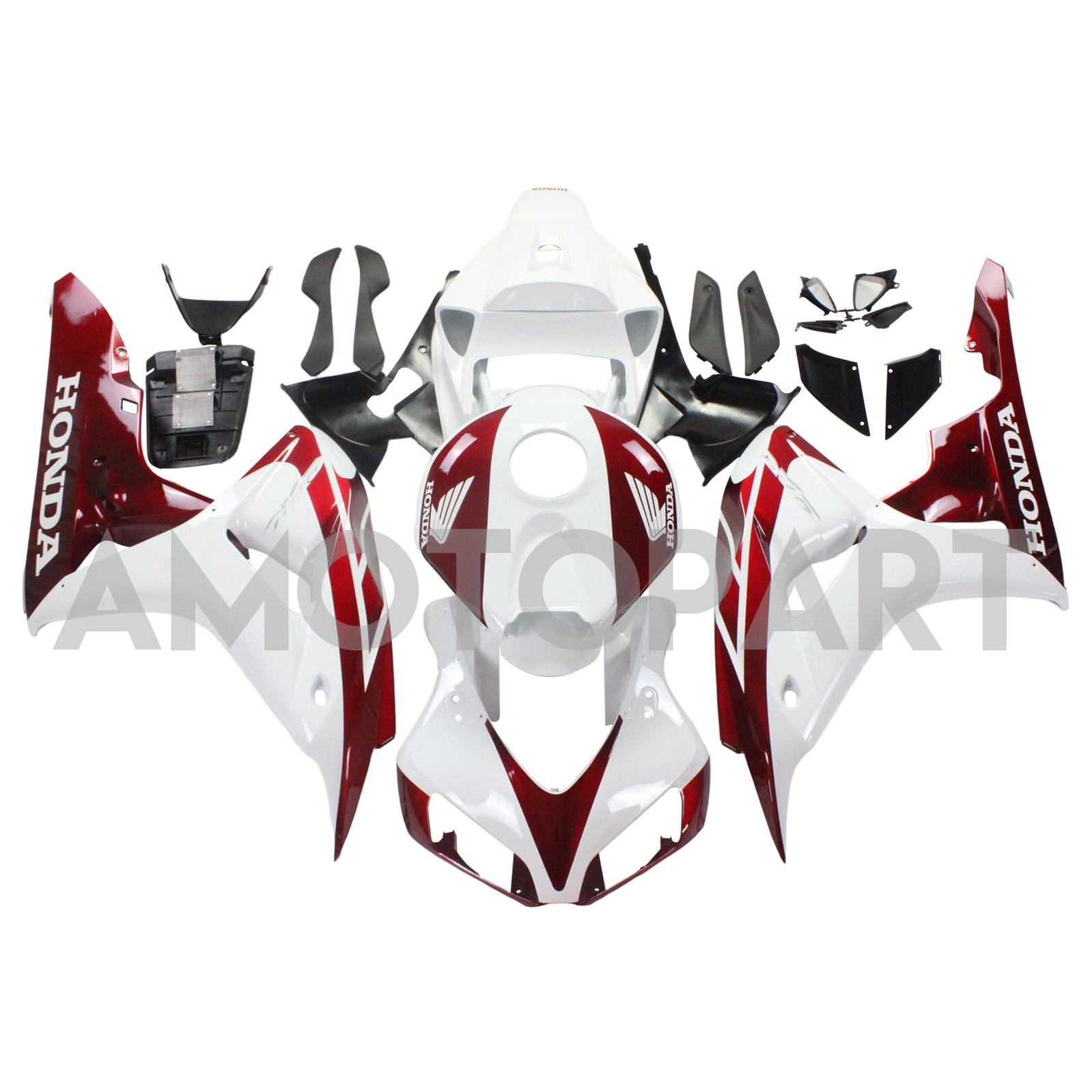 Amotopart Fairings Honda CBR1000RR 2006-2007 Fairing White & Cherry Red Honda Racing Fairing Kit