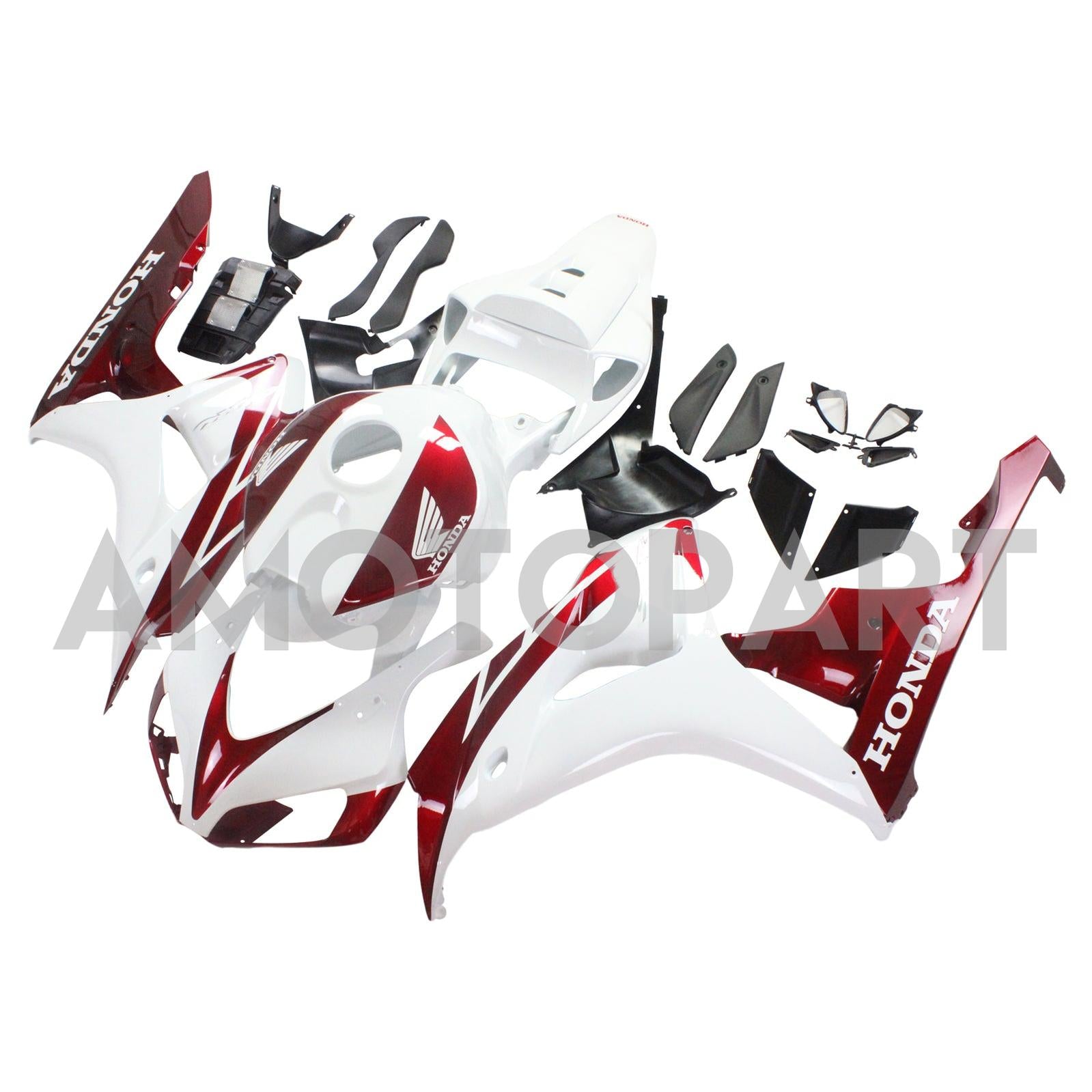 Amotopart Fairings Honda CBR1000RR 2006-2007 Fairing White & Cherry Red Honda Racing Fairing Kit