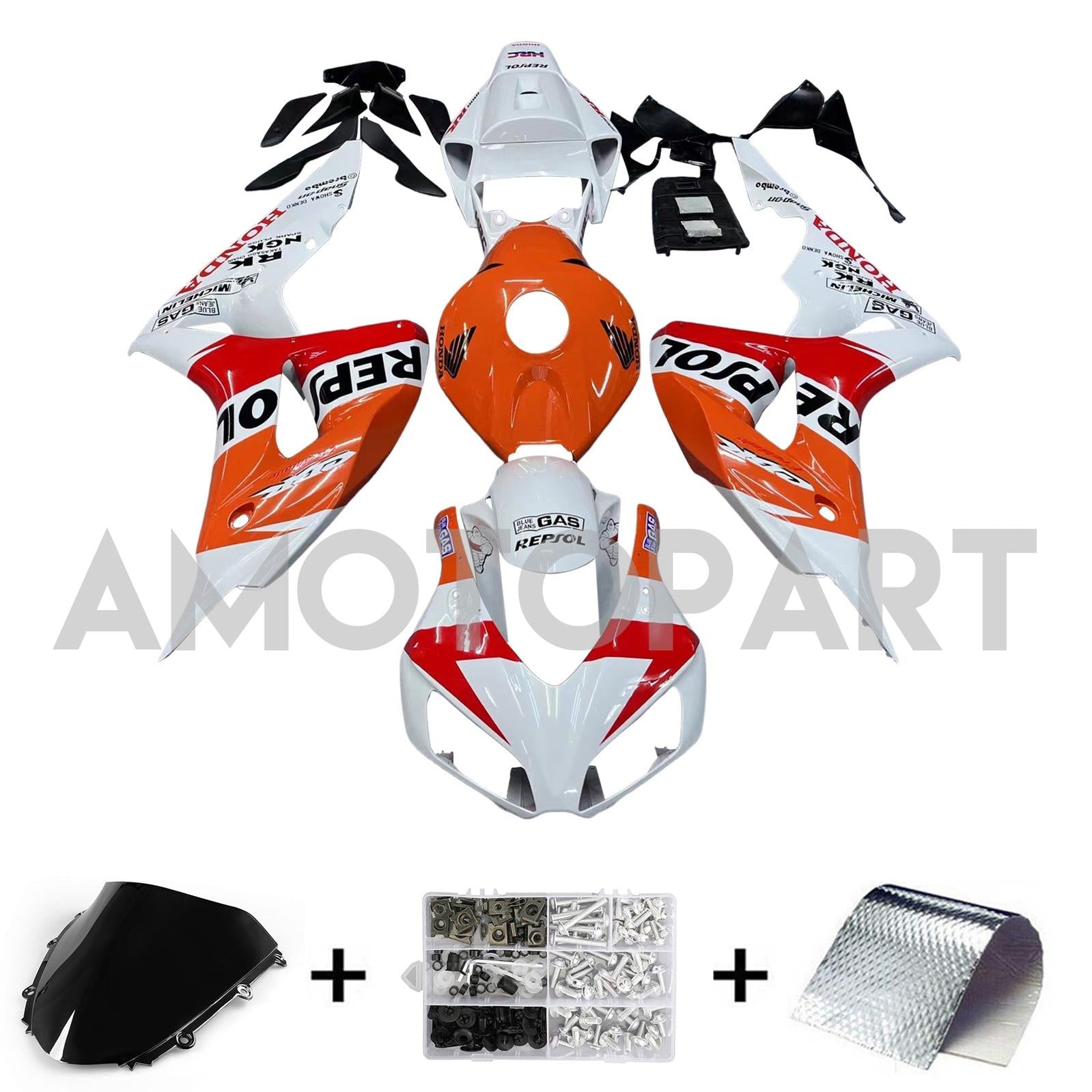 Amotopart Honda CBR1000RR 2006–2007 Weiß Orange Repsol Racing Verkleidungsset
