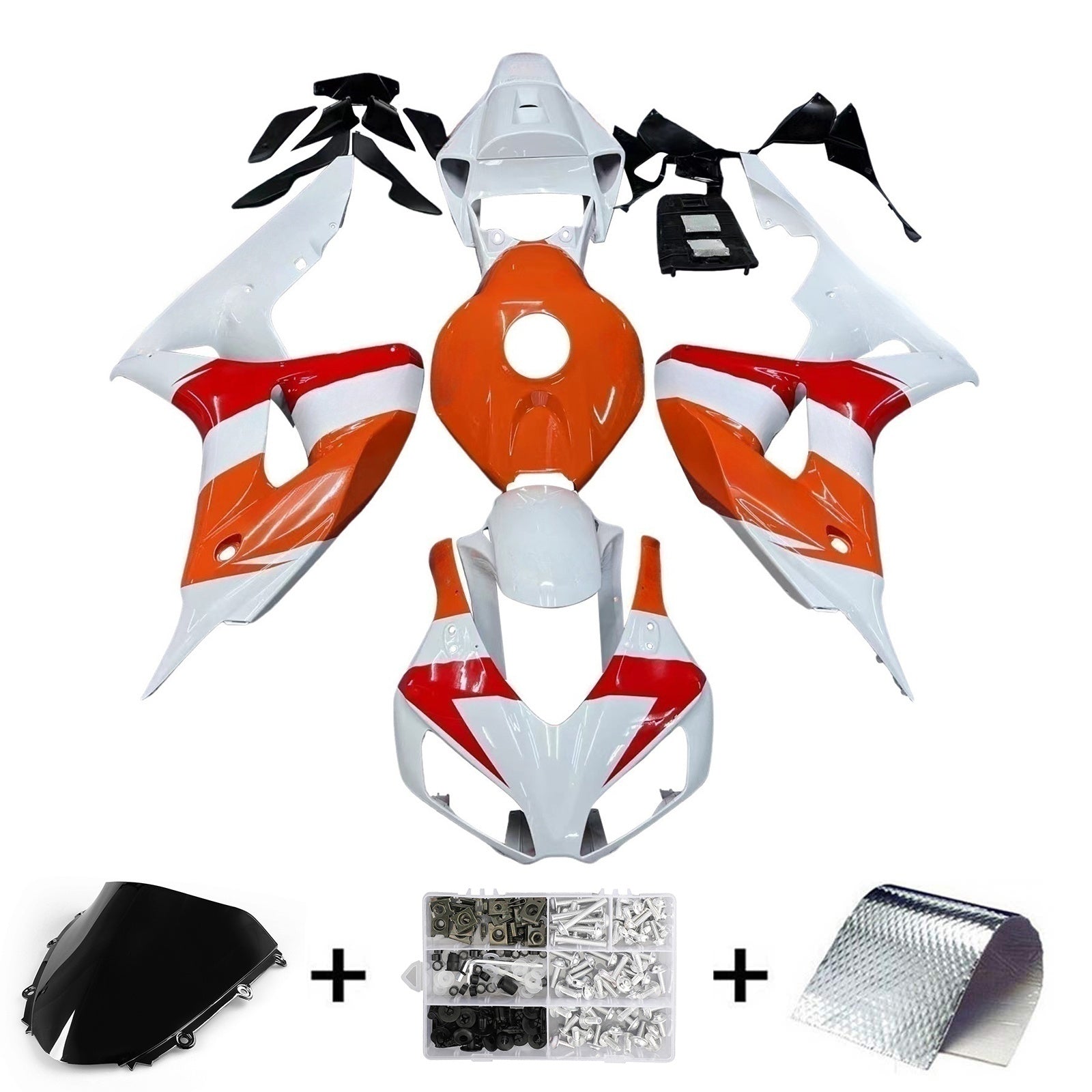 Amotopart Honda CBR1000RR 2006-2007 White Orange Racing Fairing Kit